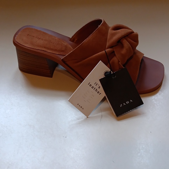 NWT Zara Basic Collection Seude Knot Sandals - Picture 2 of 7